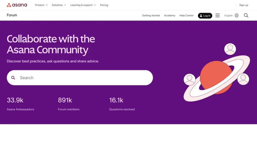 Screenshot of the Asana Community forum