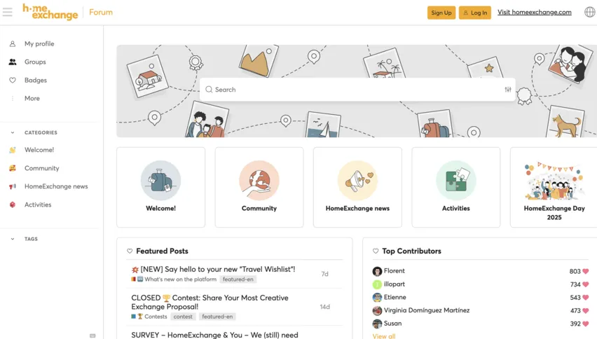 Screenshot of the HomeExchange forum