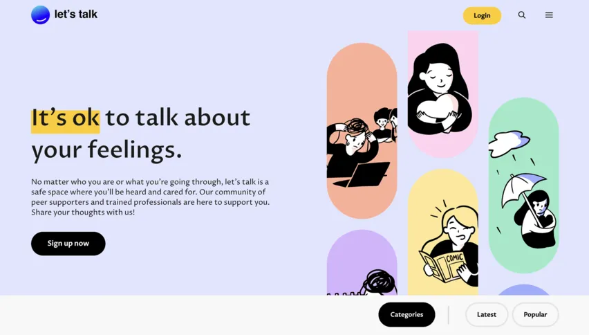 Screenshot of the let's talk forum