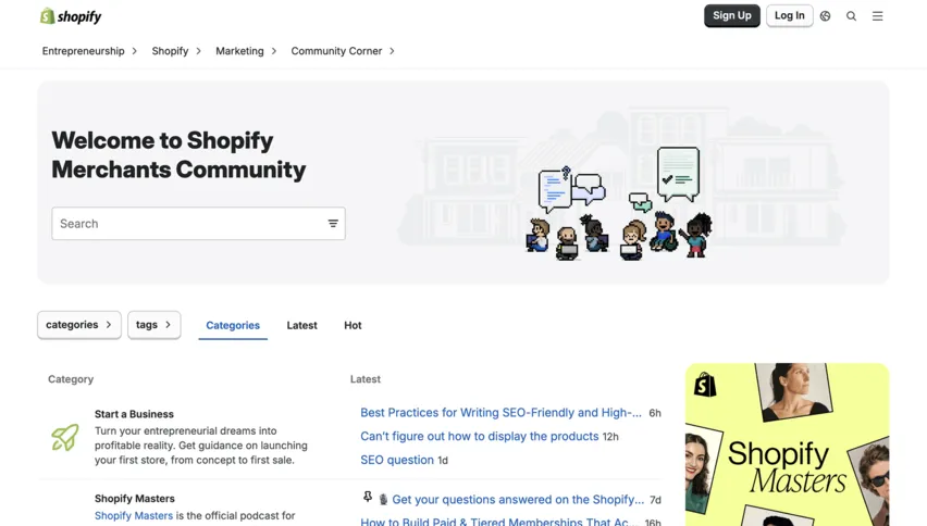 Screenshot of the Shopify Community forum