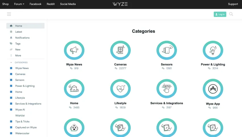 Screenshot of the Wyze Community forum